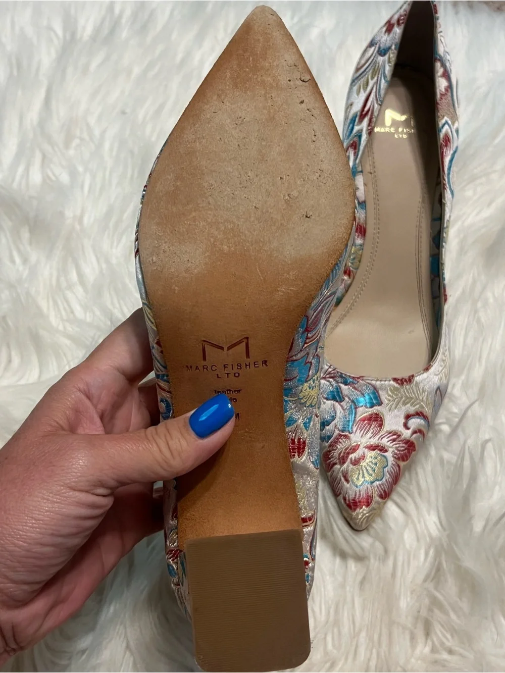 Marc Fisher Zala Floral Brocade Block Heel Pumps 7.5M